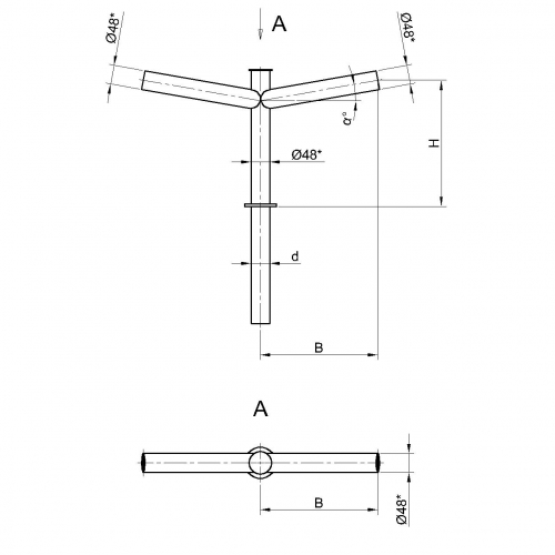 Консольный кронштейн двухрожковый К21-0,5-0,5-1-1